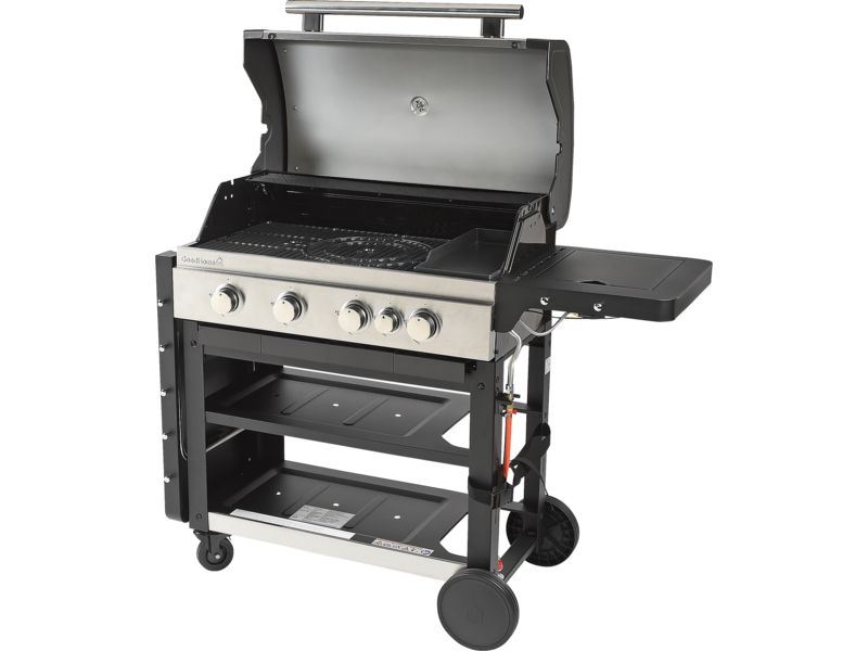 B&Q Owsley 4.1 Black 4 burner Gas Barbecue - thumbnail front