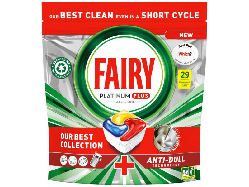 Fairy Platinum Plus Antidull Dishwasher Tablets front view