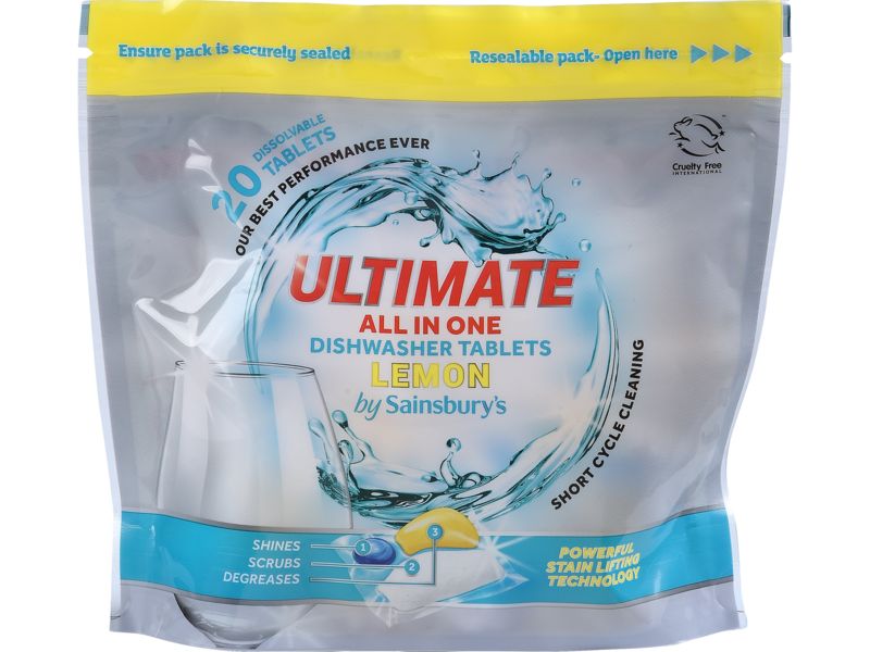 Sainsbury's Ultimate All in One Dishwasher Tablets - thumbnail front